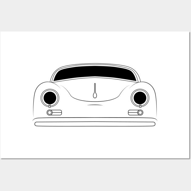 Porsche 356A Speedster Black Outline Wall Art by kindacoolbutnotreally